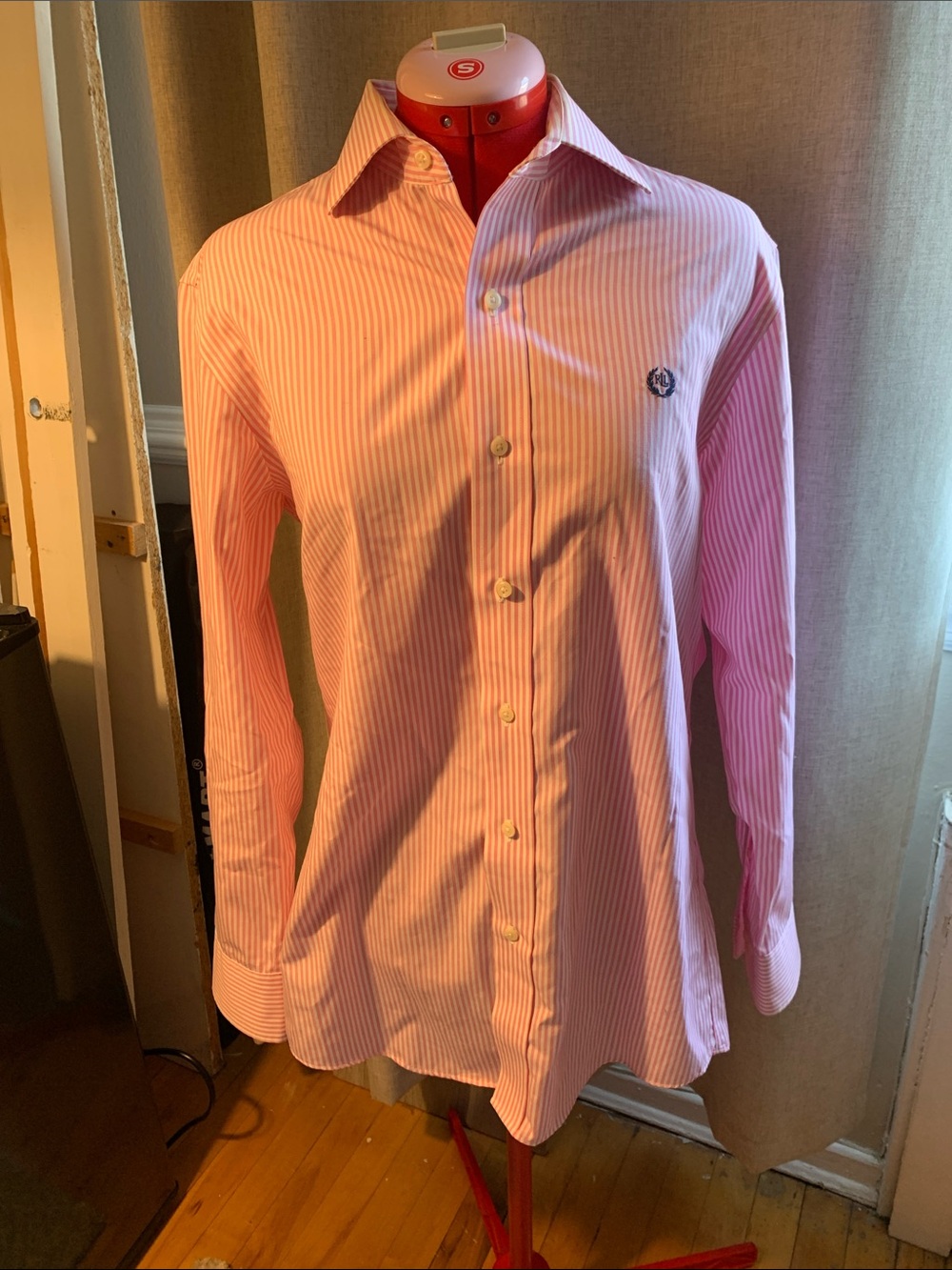 Ralph Lauren Men's Pink Striped Dress Shirt - Classic Long-Sleeve